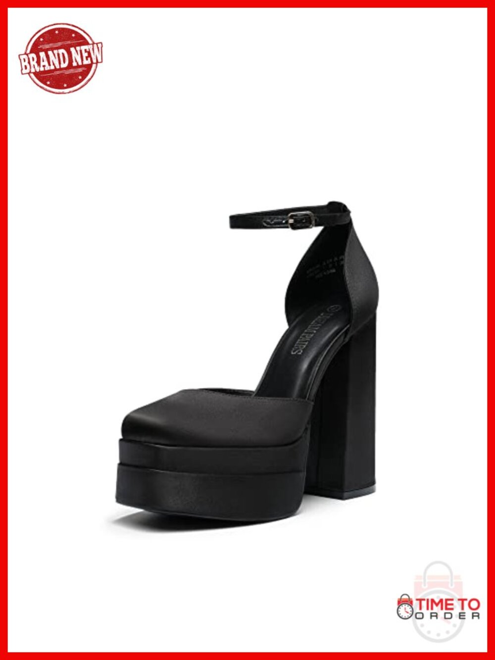 Women's Square Toe Platform Heels Satin Ankle Strap Pumps for Wedding